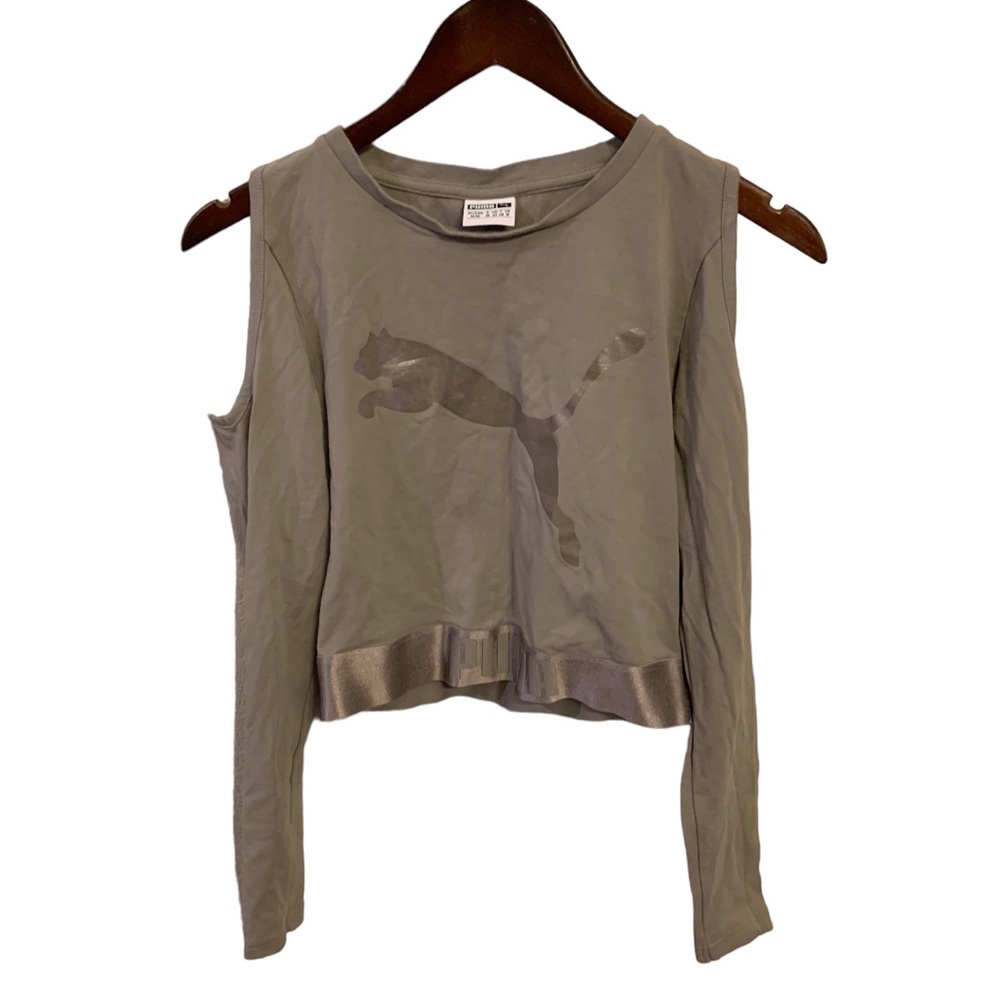 Puma ladies long sleep crop athletic top with peek-a-boo shoulders